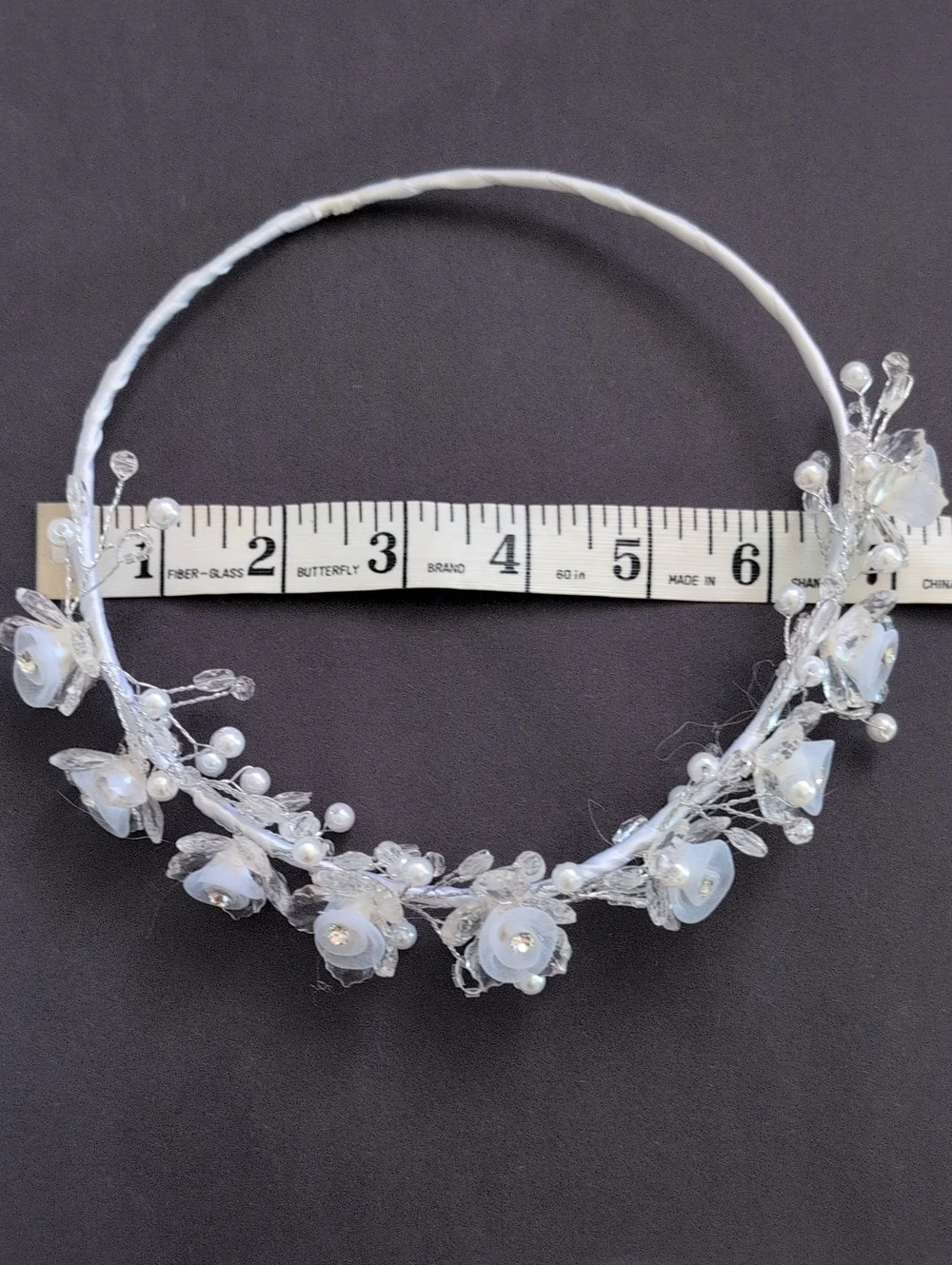 floral crystal and faux pearl First Communion headband Flower Girl Headband